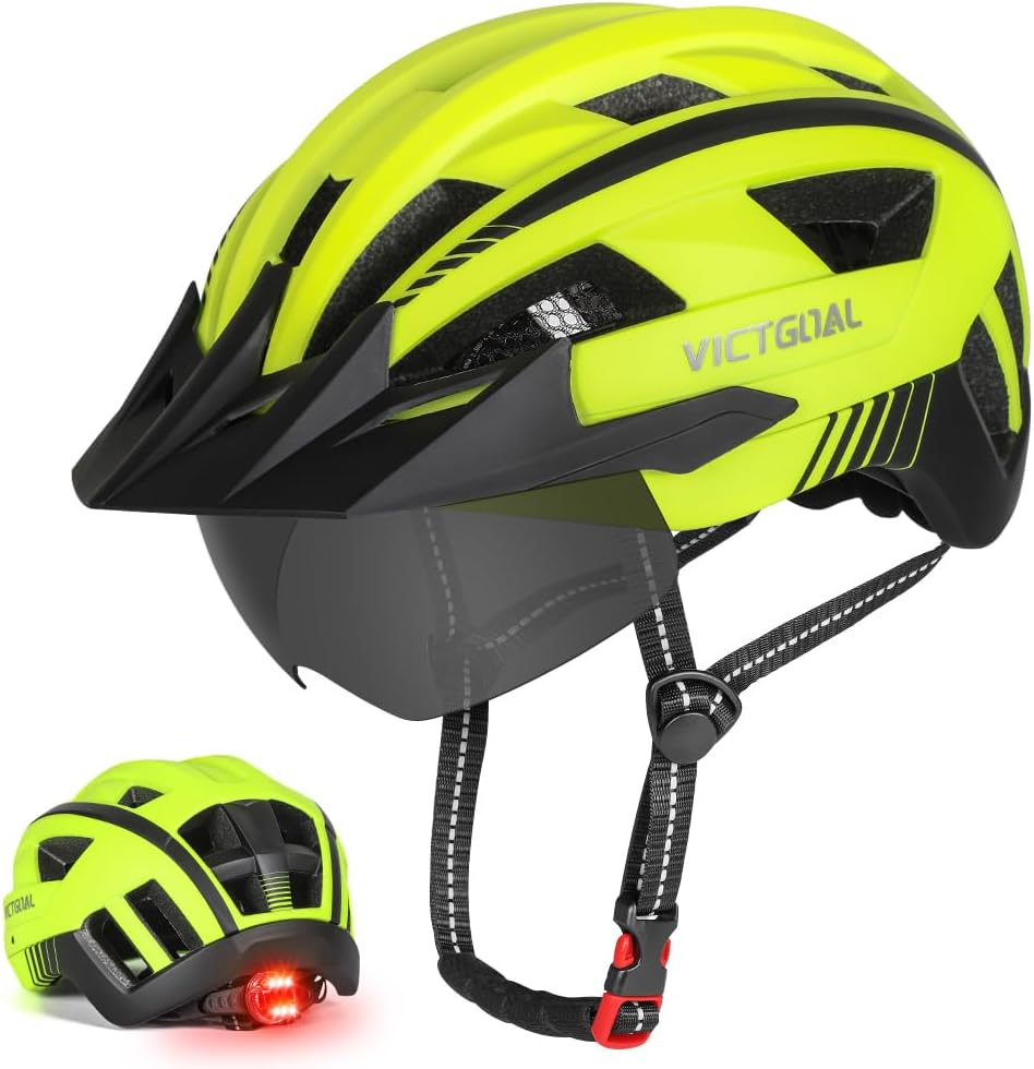 VICTGOAL Bike Helmet with Led Light and Magnetic Goggles