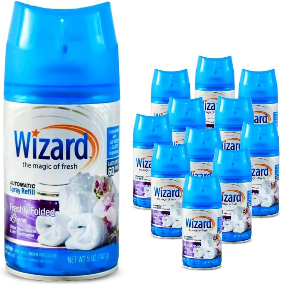 12 Wizard Automatic Spray Refills Fresh Linen for Odor Control