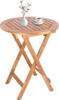 Acacia Wood Round Foldable Table - Waterproof Rustic Outdoor Table