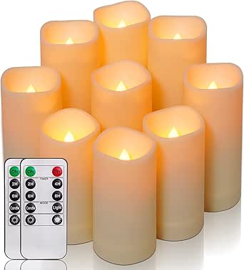 Amagic Flameless Candles Set of 9 with Remote Control and Timer