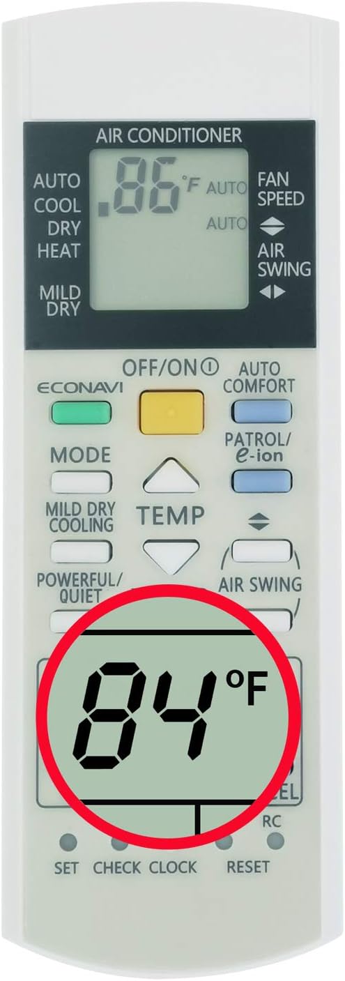 Universal Remote for Panasonic AC - Dual Fahrenheit/Celsius Display