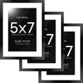 5x7 Picture Frame Black with White Mat - Set of 3 Homeforia