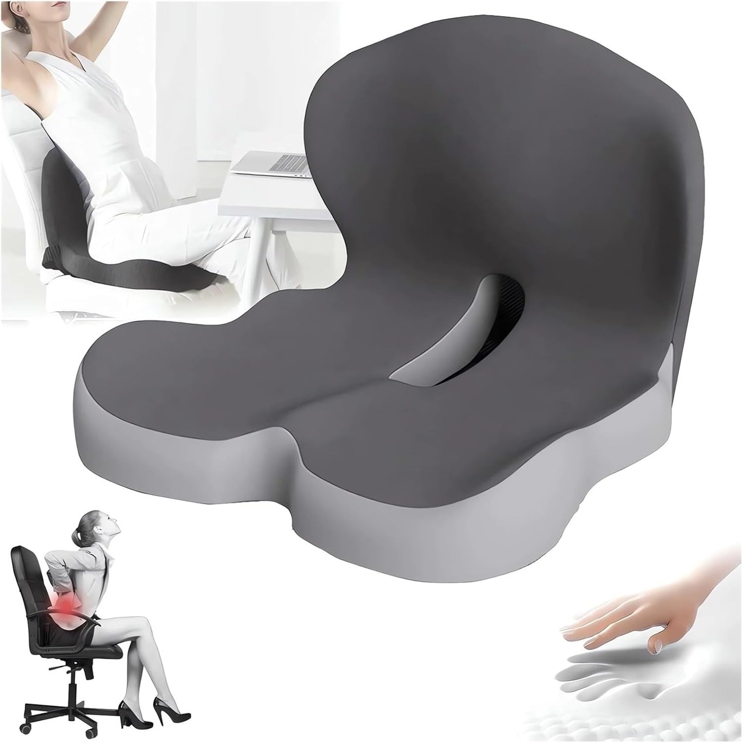 Memory Foam L-Shaped Seat Cushions for Car and Office Use