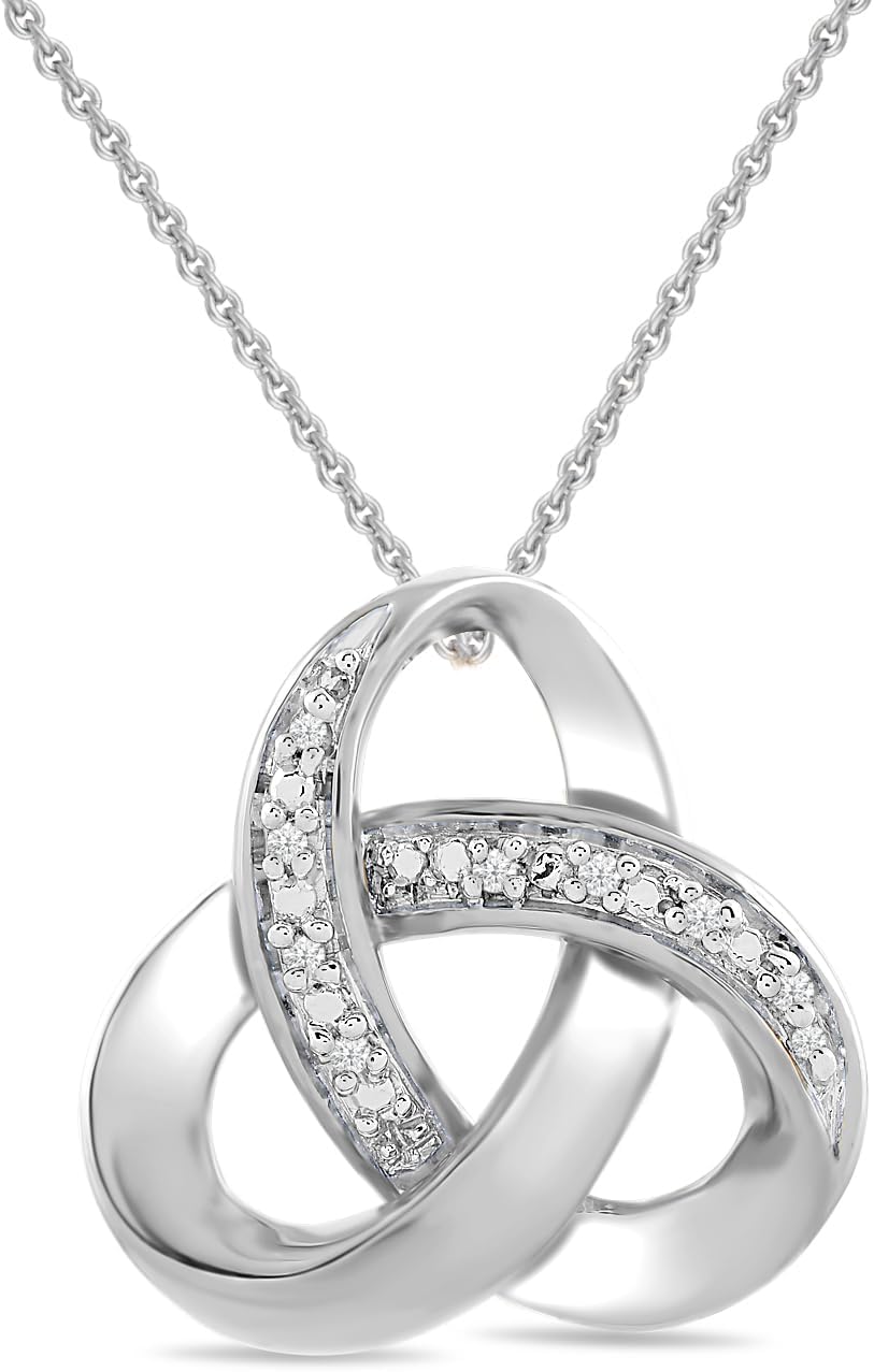 18K Gold over Sterling Silver Diamond Knot Pendant Necklace