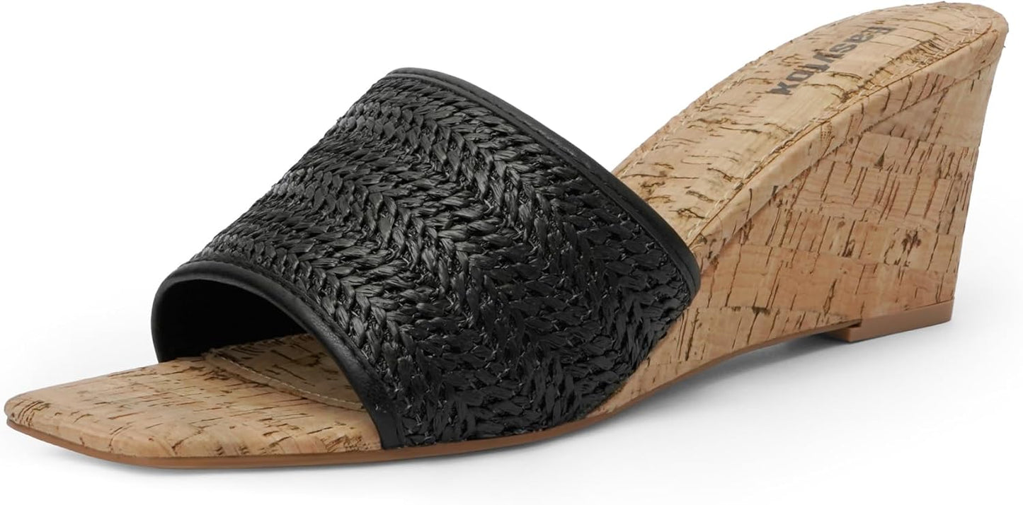 Wedge Sandals for Women Open Toe Heeled Wedge Mules Style