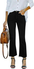 Cropped Flare Jeans for Women - Mid Rise Raw Hem Crop Flare