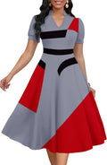 Womens Short Puff Sleeve V Neck Casual Semi-Formal A-Line Dress made