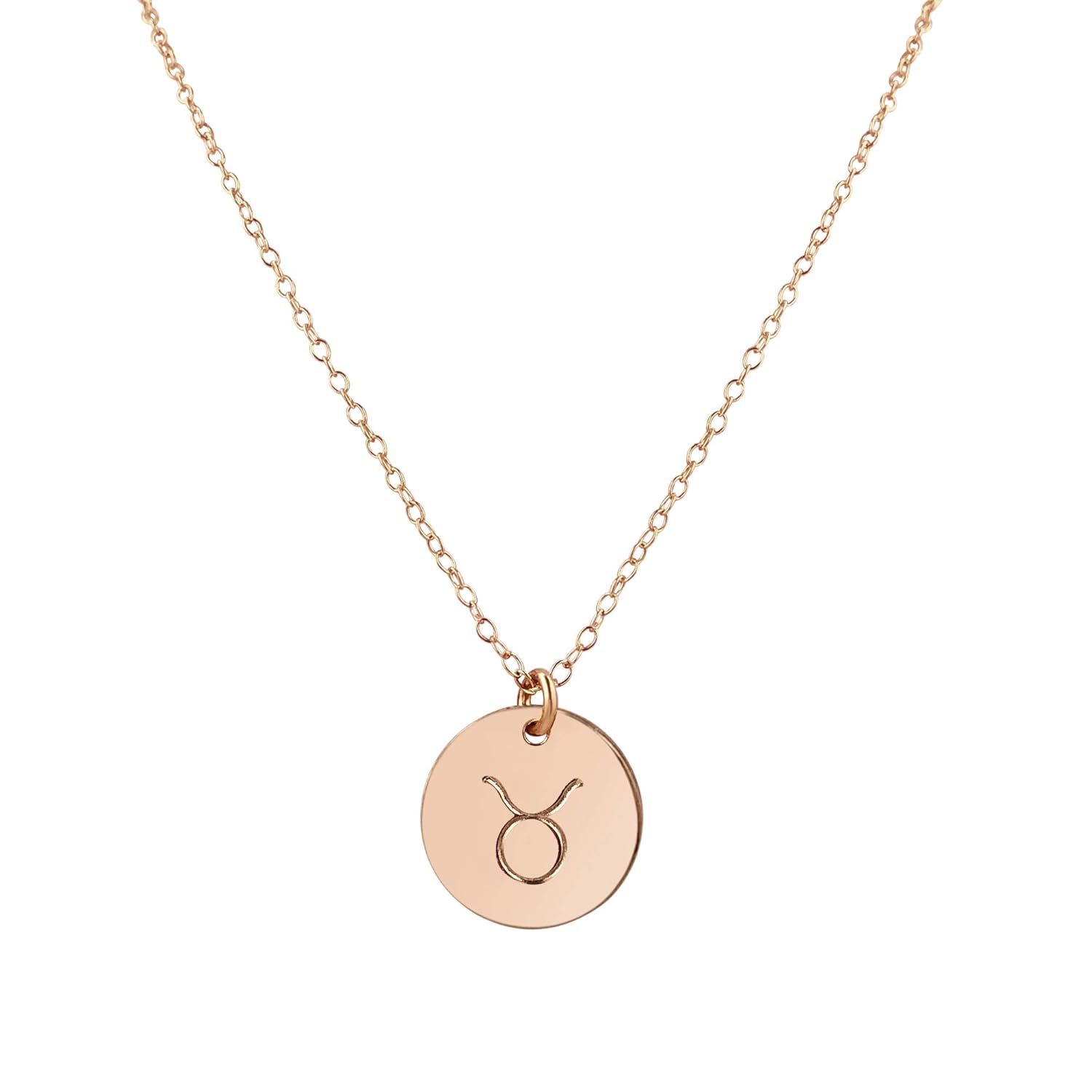 Handmade Rose Gold Taurus Zodiac Charm Necklace for Women