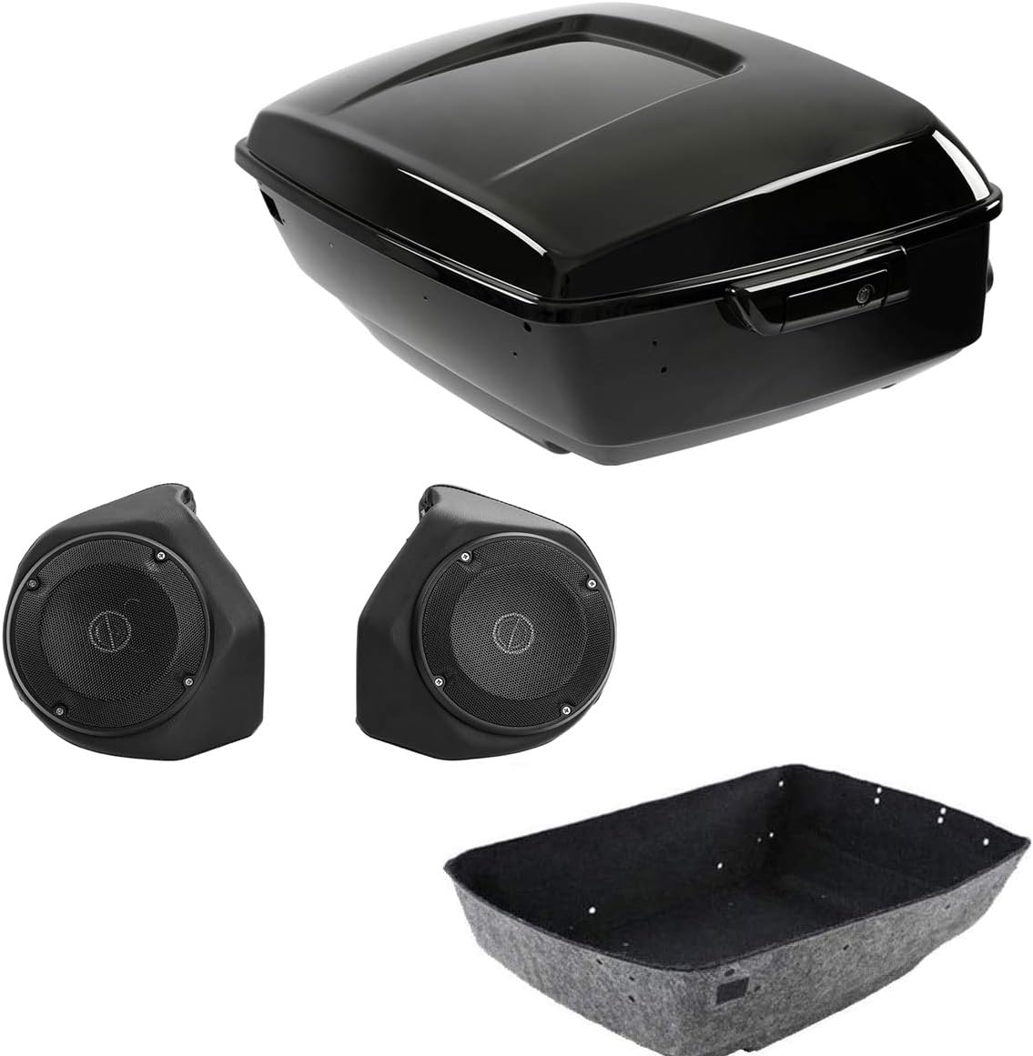 TCMT King Motorcycle Trunk Box Latch Rear Speakers for Harley