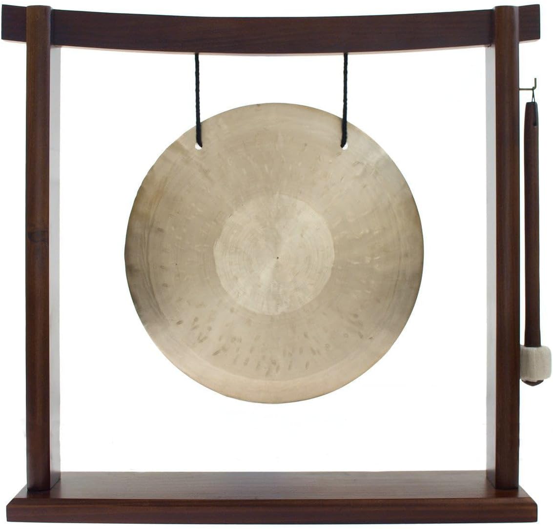 10in-12in Gongs on Woodsonic Stand for Easy Playing & Display