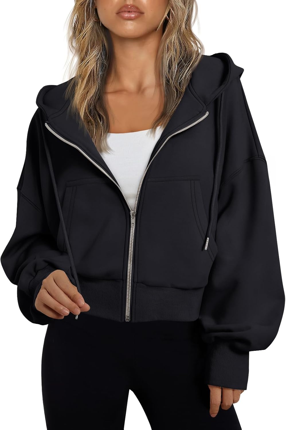 Trendy Queen Full Zip Up Cropped Hoodies for Women 2025