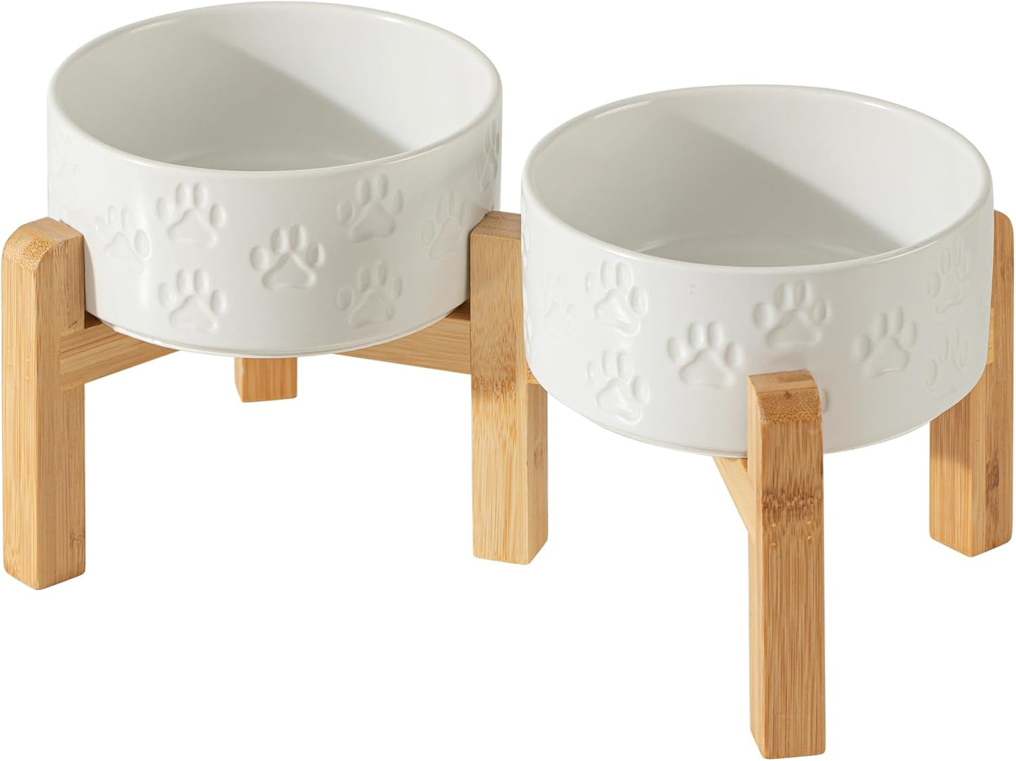 Elevated Ceramic Dog Bowl Set for Small Breeds - 6 in Bowls