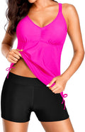 Two Piece Tankini Swimsuits for Women - Hot Pink Tummy Control