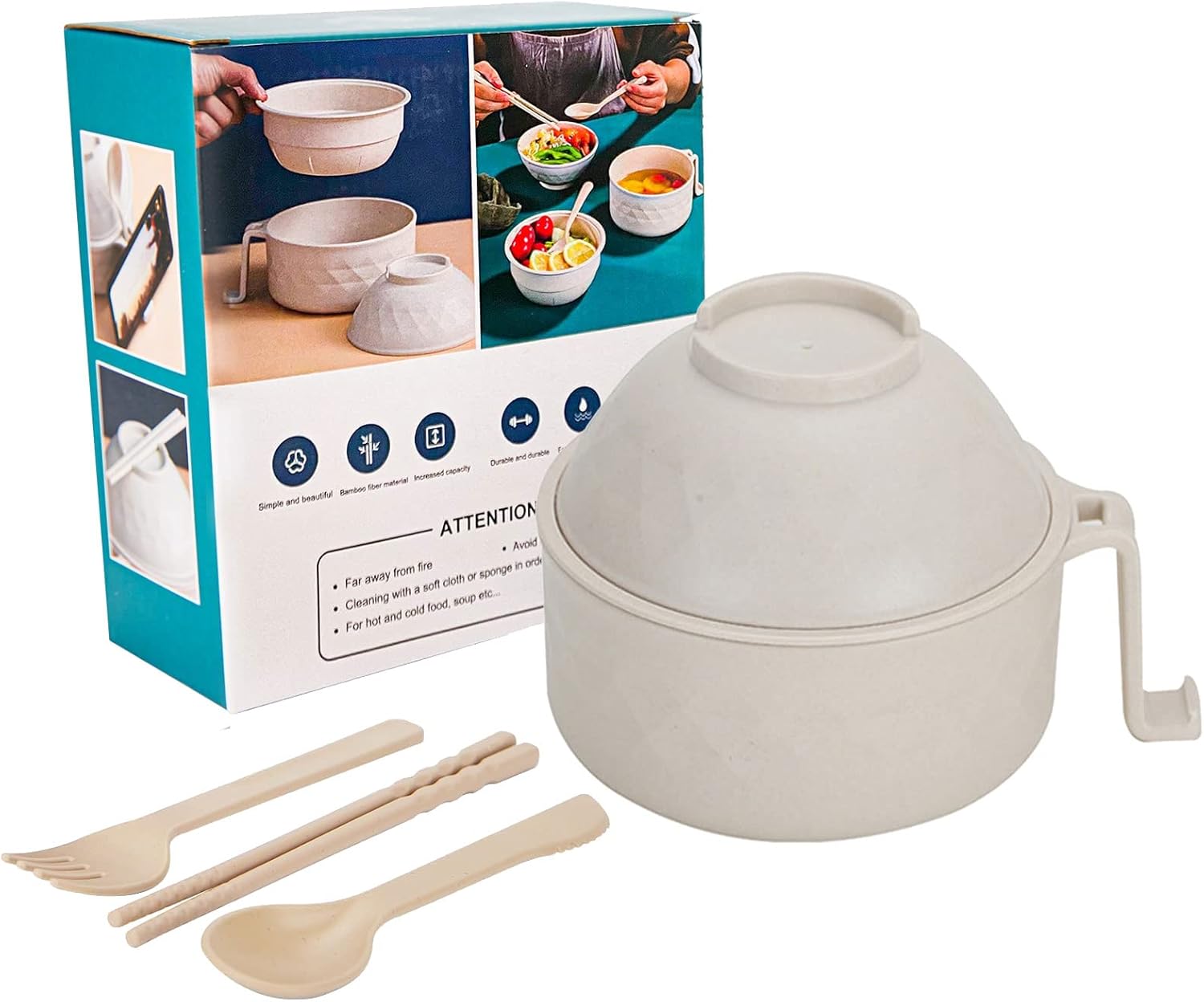 College Dorm Ramen Bowl Set - Drainage, Dishwasher-Safe