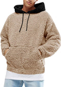 Runcati Mens Fuzzy Sherpa Pullover Hoodie for Winter Style