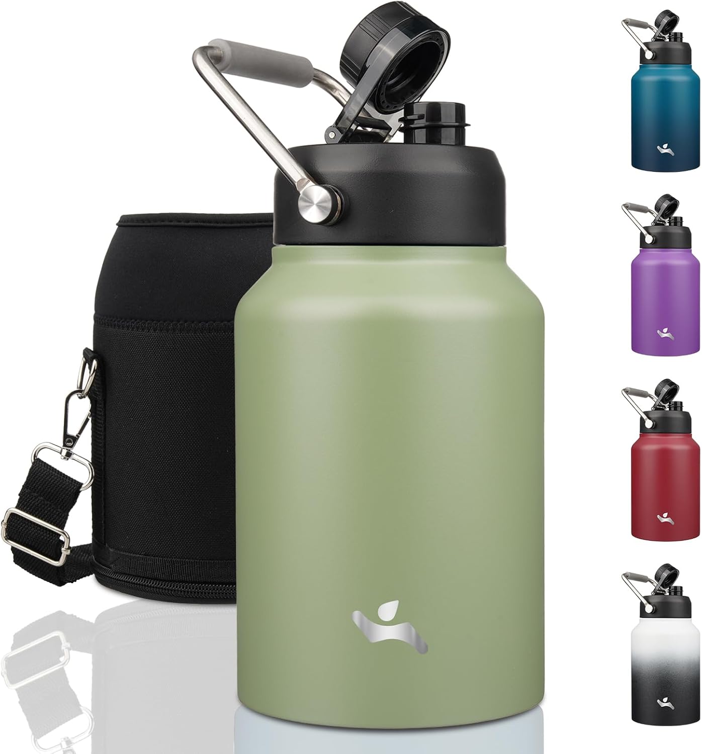 Half Gallon Insulated Water Bottle with Handle for Hydration