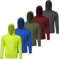 Mens Active Athletic Long Sleeve Hooded T-Shirts Set 5 Pack