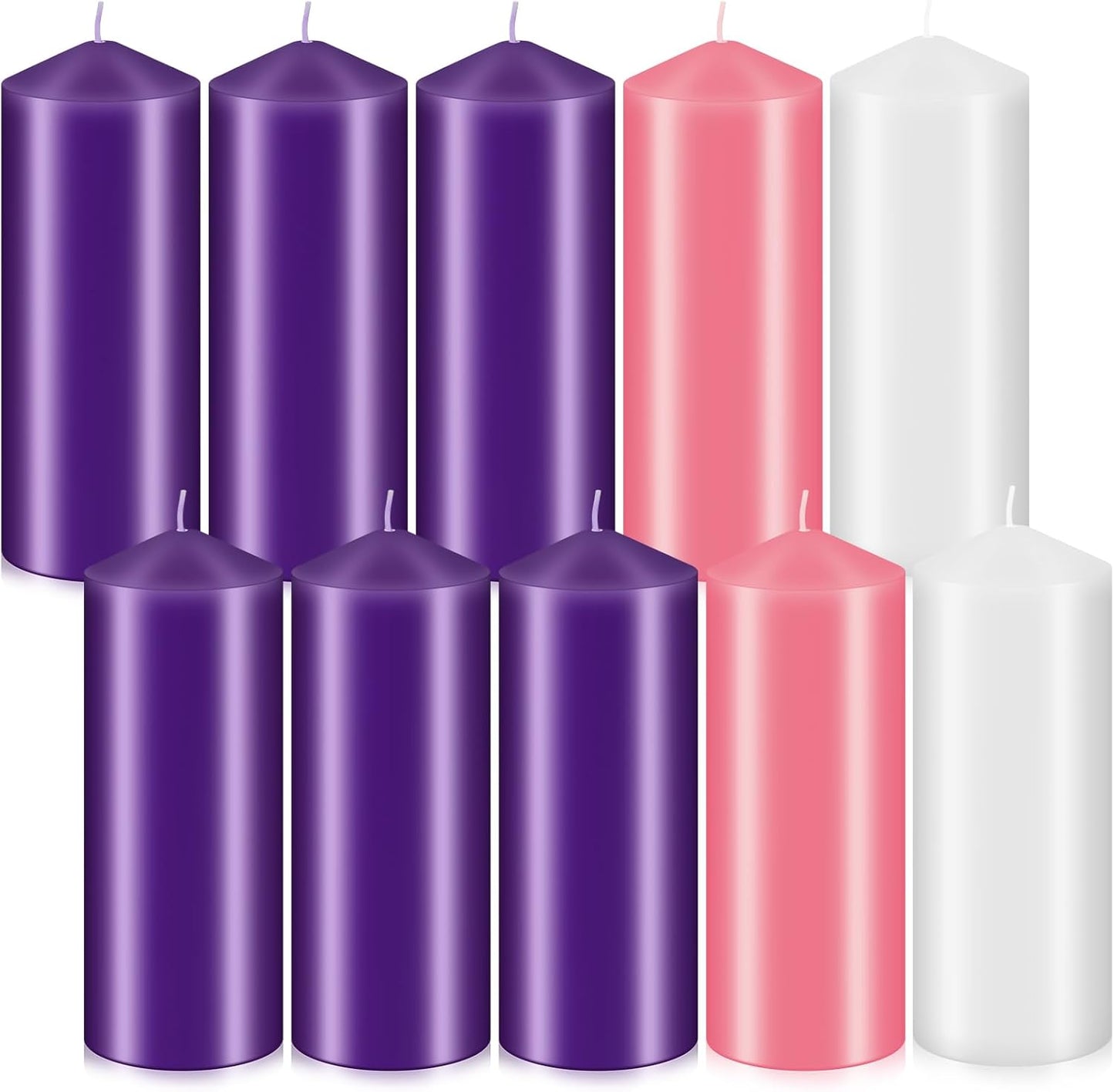 Advent Pillar Candles Set of 10 for Christmas Celebrations