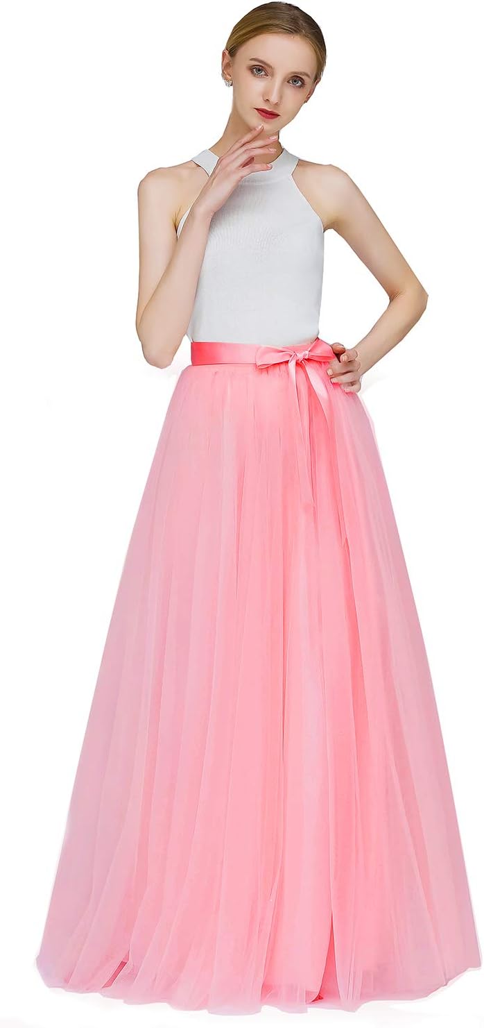A Line Long Full Bridesmaid Tulle Skirt for Wedding Events