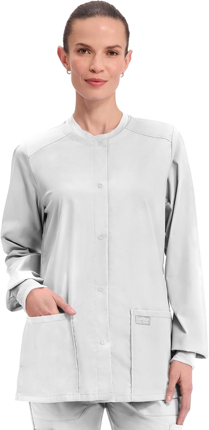 Cherokee Scrub Jacket for Women with 3 Pockets and Stretch