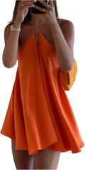SOLY HUX Women's Halter Neck Backless Flowy Mini Dress - Beach Ready