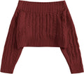 V Neck Button Knit Crop Sweater - Chic Off-Shoulder Pullover