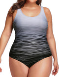 Plus Size One Piece Swimsuit for Women - Athletic Tummy Control U-Back