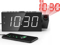 Projection Clock Radio for Bedroom with 180 Rotatable Projector