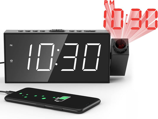 Mesqool Projection Alarm Clock: 180 Rotatable Projector & Dual Alarms