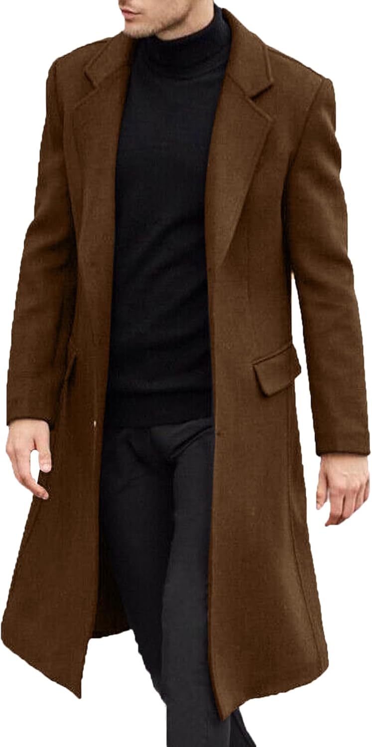 SOMTHRON Men's Casual Trench Coat for Stylish Winter Wear