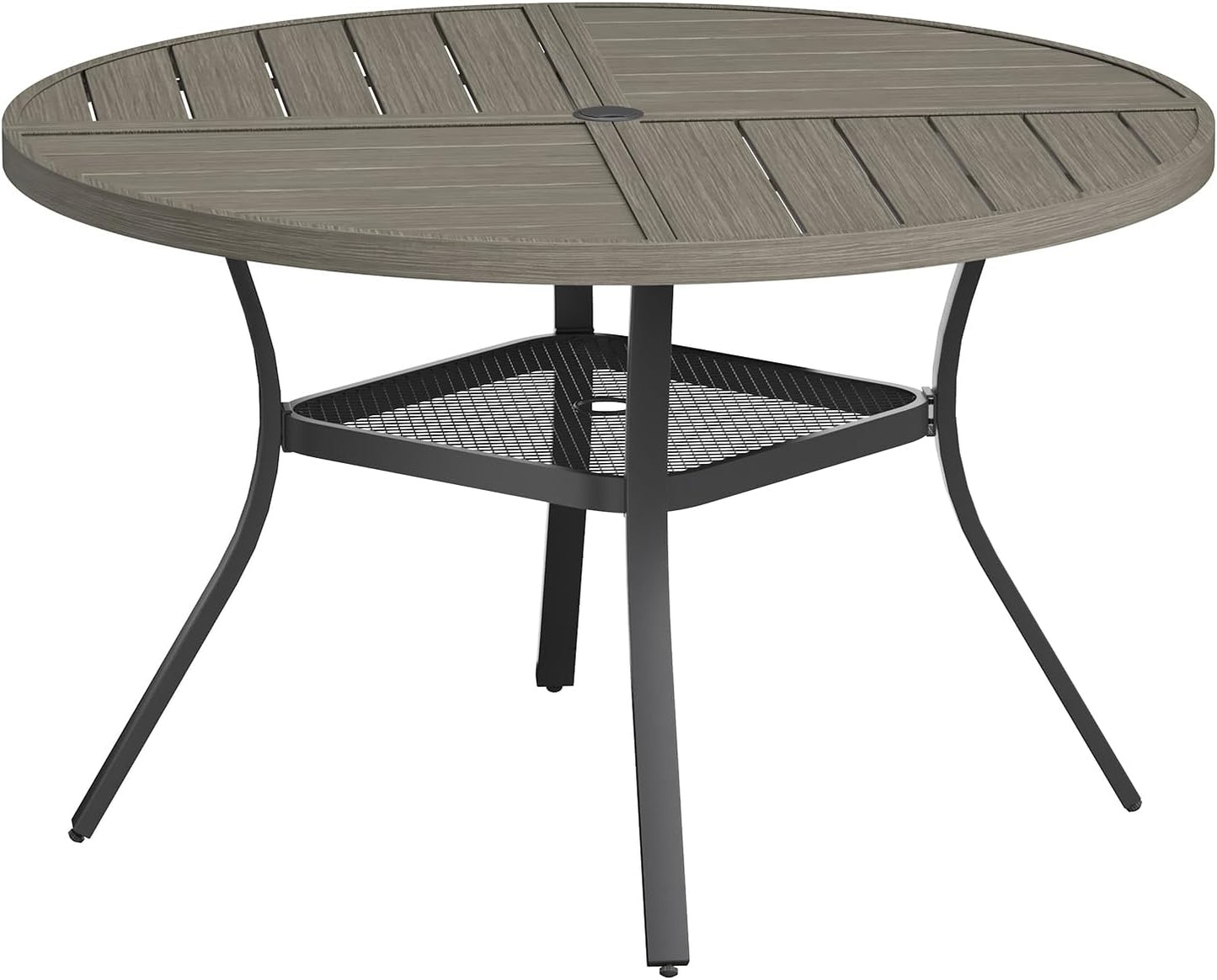 VICLLAX Round Patio Table with Adjustable Umbrella Hole for 4