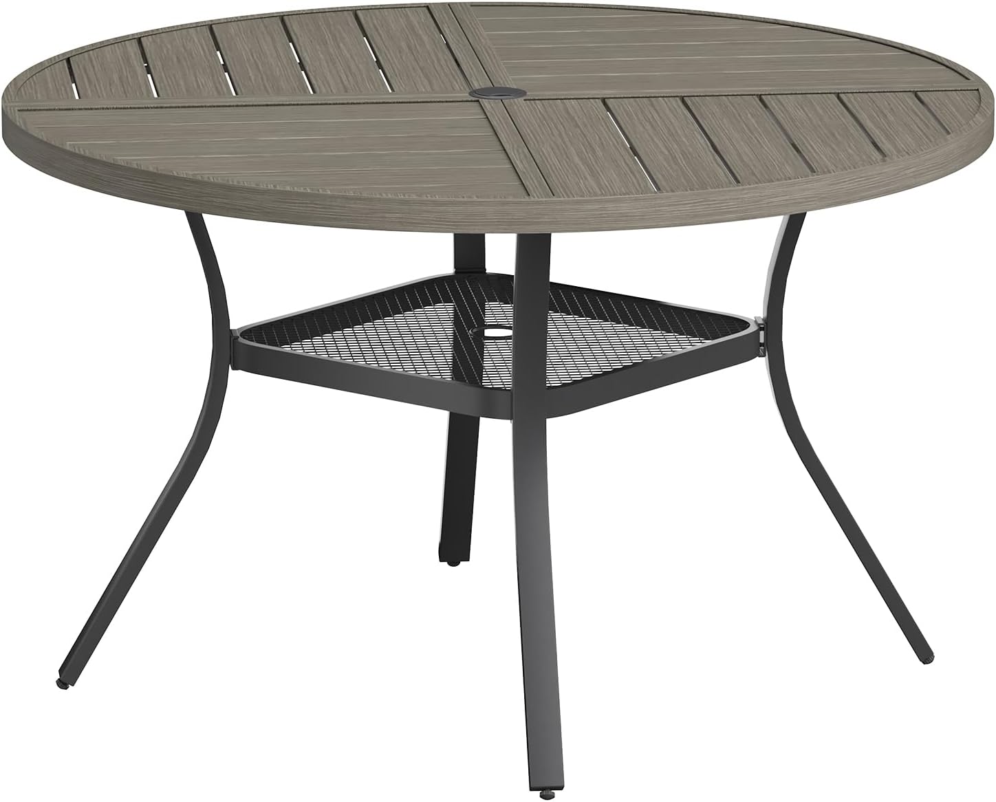 VICLLAX Round Patio Table with Adjustable Umbrella Hole for 4