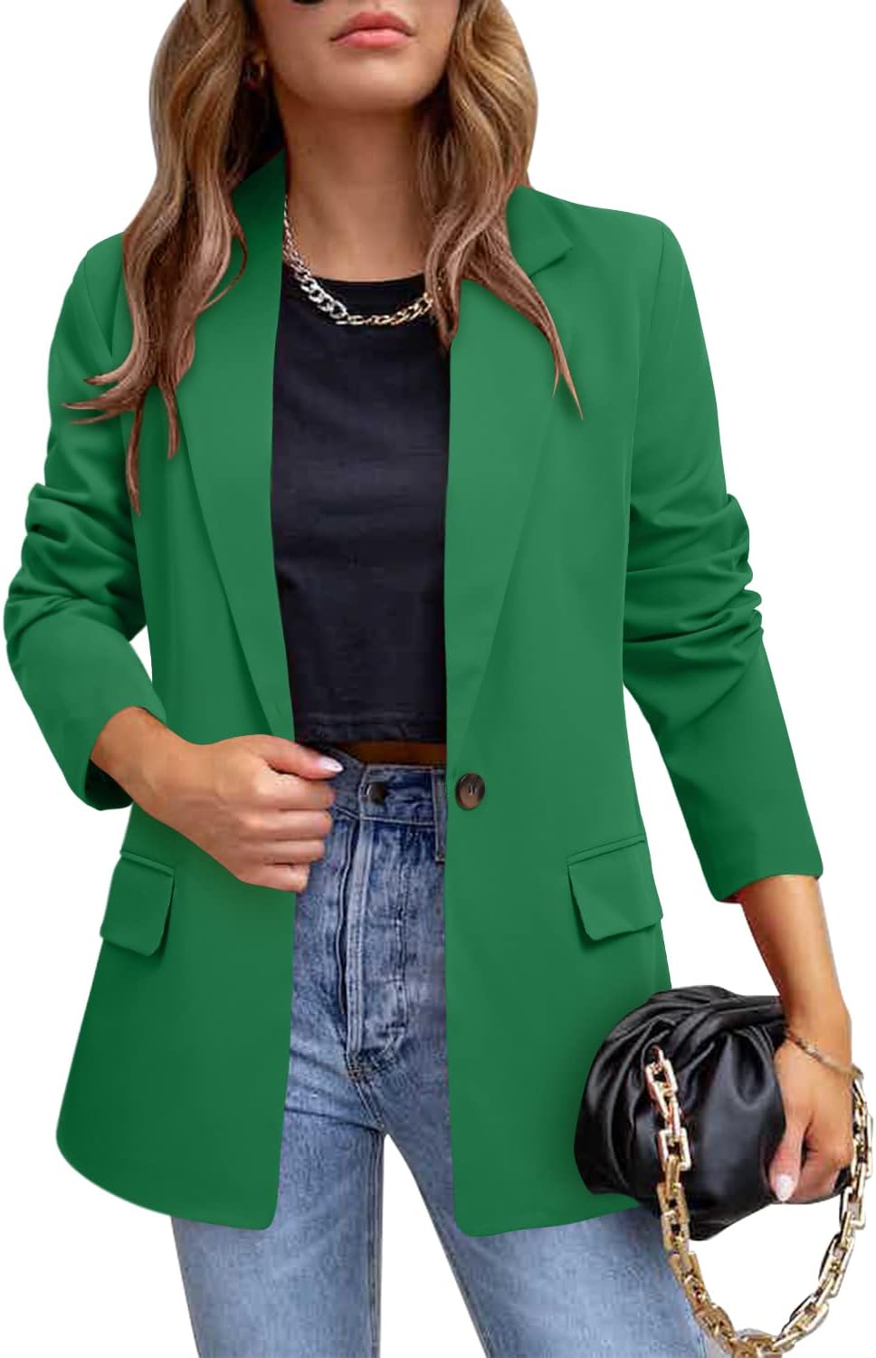 CRAZY GRID Womens Casual Blazer Jacket for Work and Office