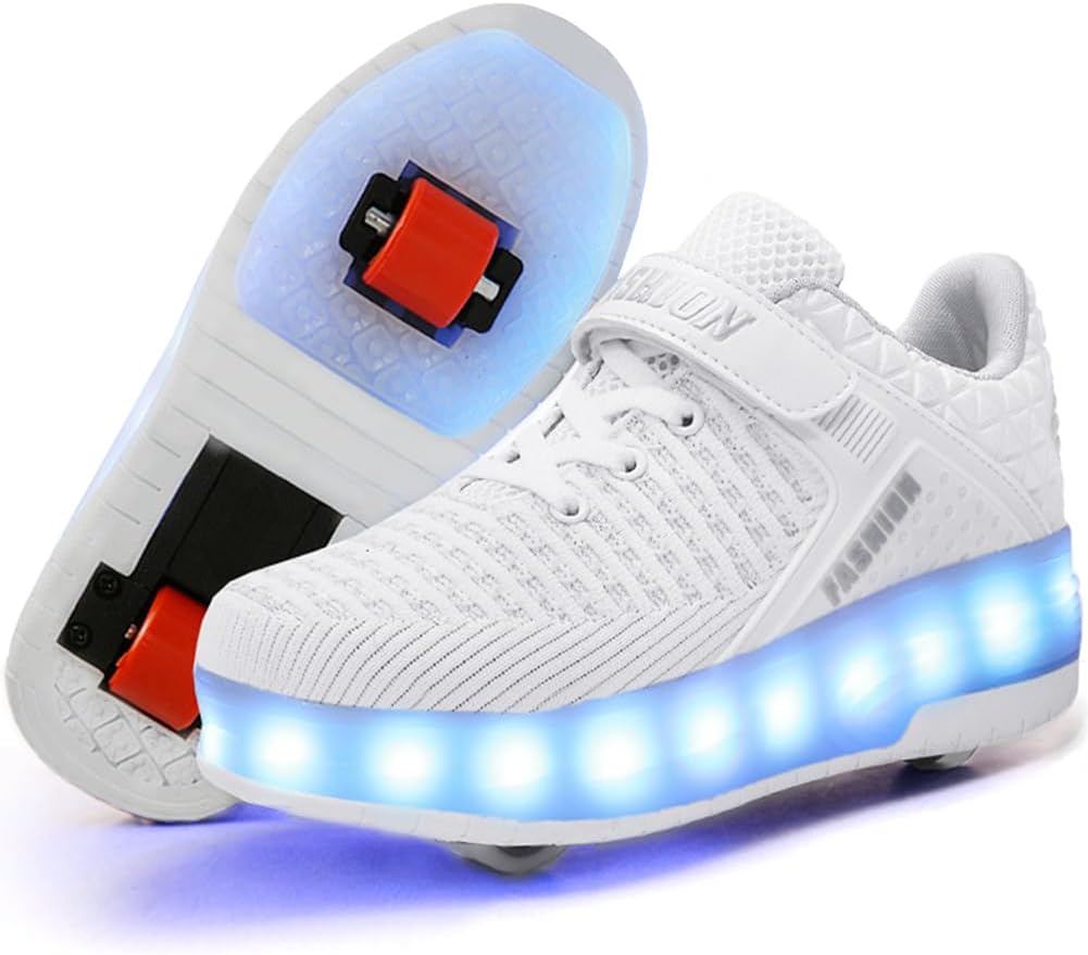 Nsasy Kids Roller Shoes with Wheels and LED Lights for Fun