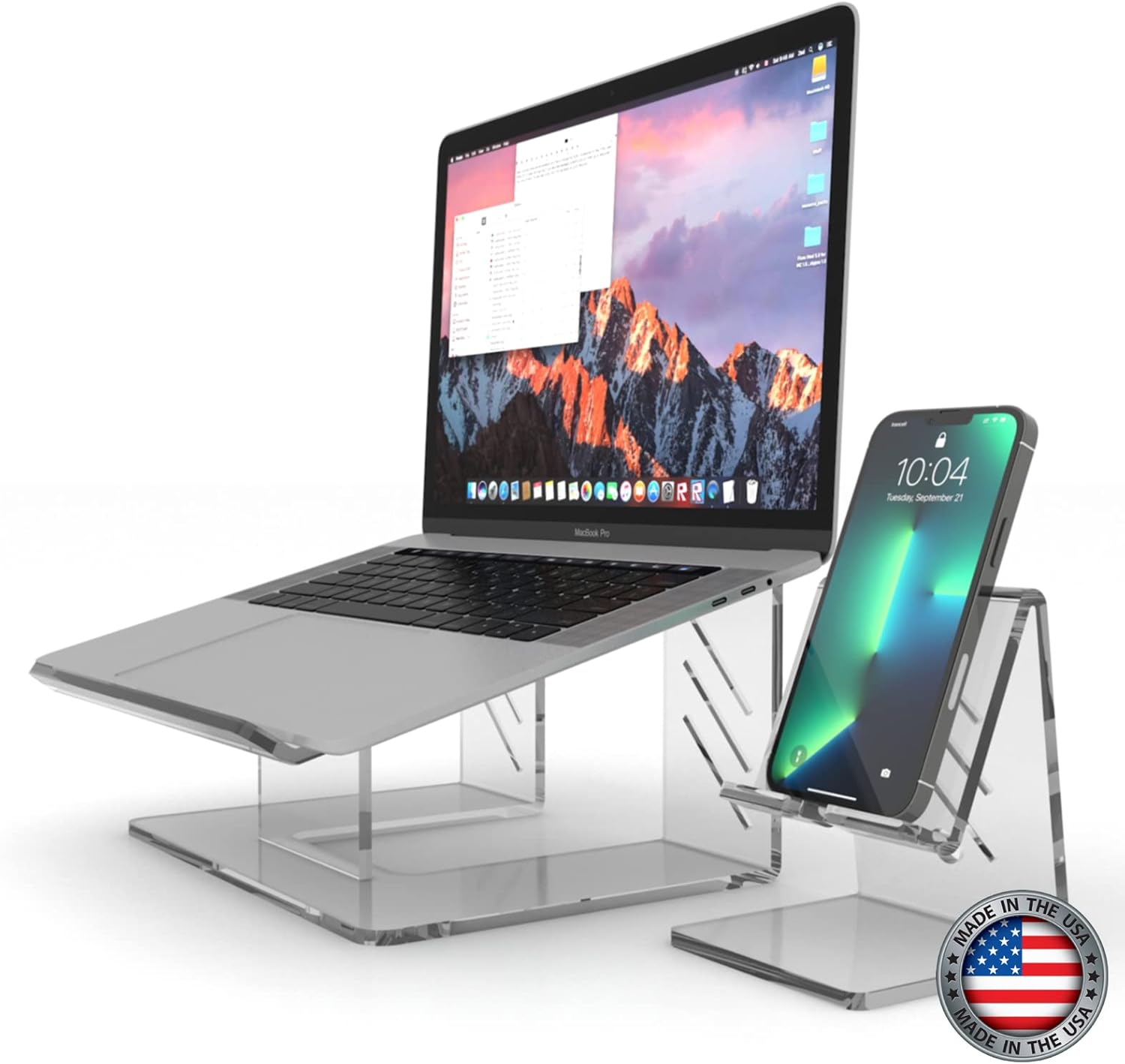 Acrylic Laptop Stand with Phone Stand for Ergonomic Comfort