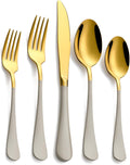 20-Piece Off White & Gold Silverware Set for 4 - Modern Colorful