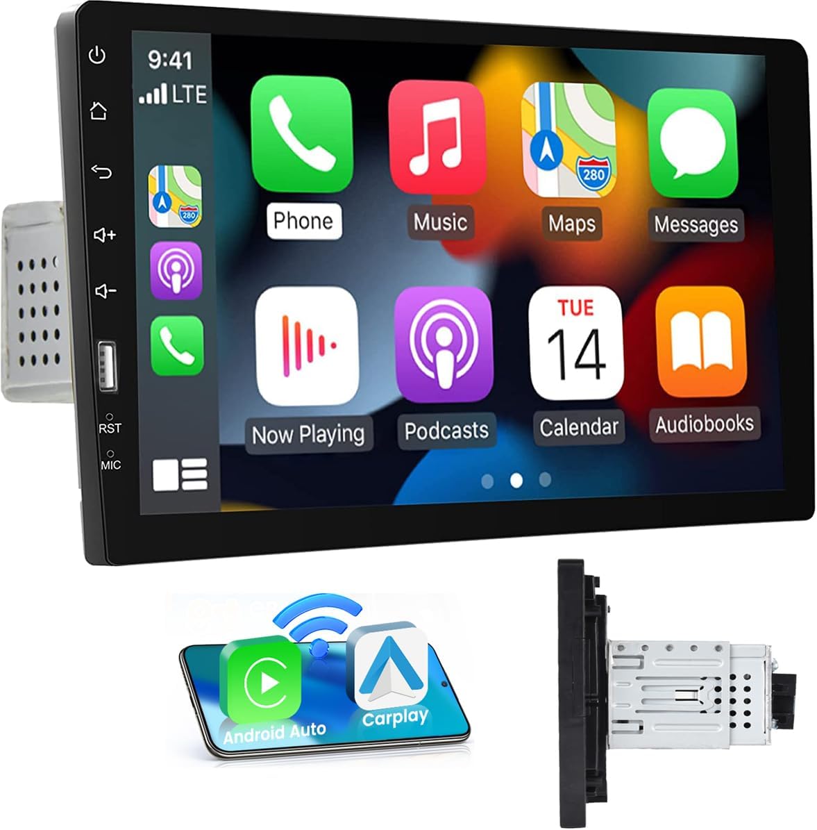 9 Inch Single Din Car Stereo with Wireless Carplay & Android Auto