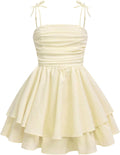 SHENHE Girl's Smocked Ruched A Line Swing Dress - Flowy Layered Cami