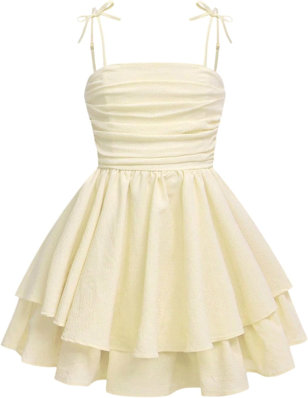 SHENHE Girl's Smocked Ruched A Line Swing Dress for Summer Fun