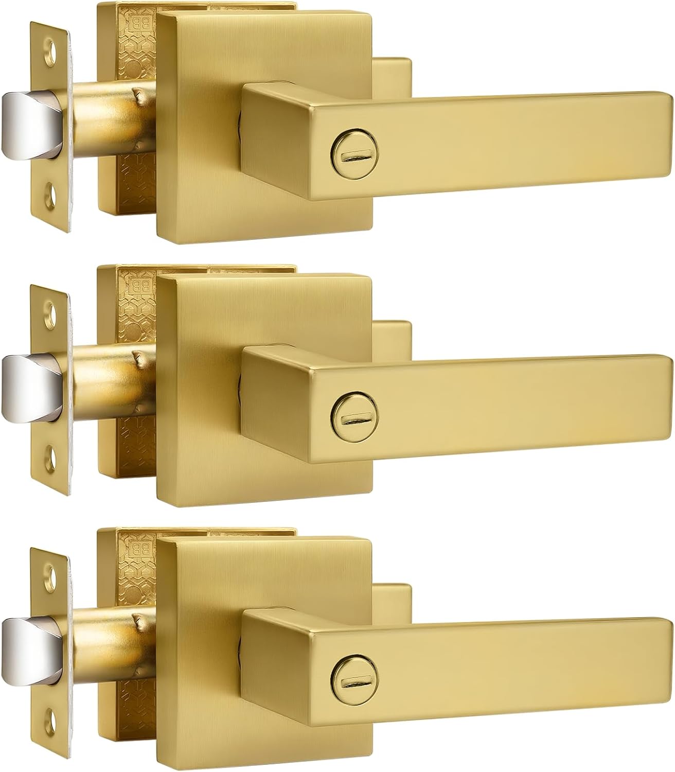 Probrico Gold Privacy Door Handle Lockset for Bedrooms