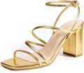 Women's Chunky Block Rhinestone Strappy Heeled Sandals - Wedding Ready