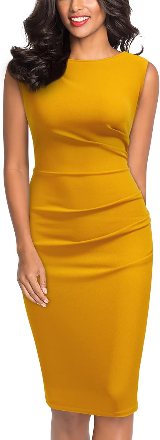 Miusol Women's Retro Ruffle Style Slim Work Pencil Dress Review