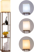 Floor Lamp with Shelves - Modern Square Standing Lamp with 3-Temp Bulb