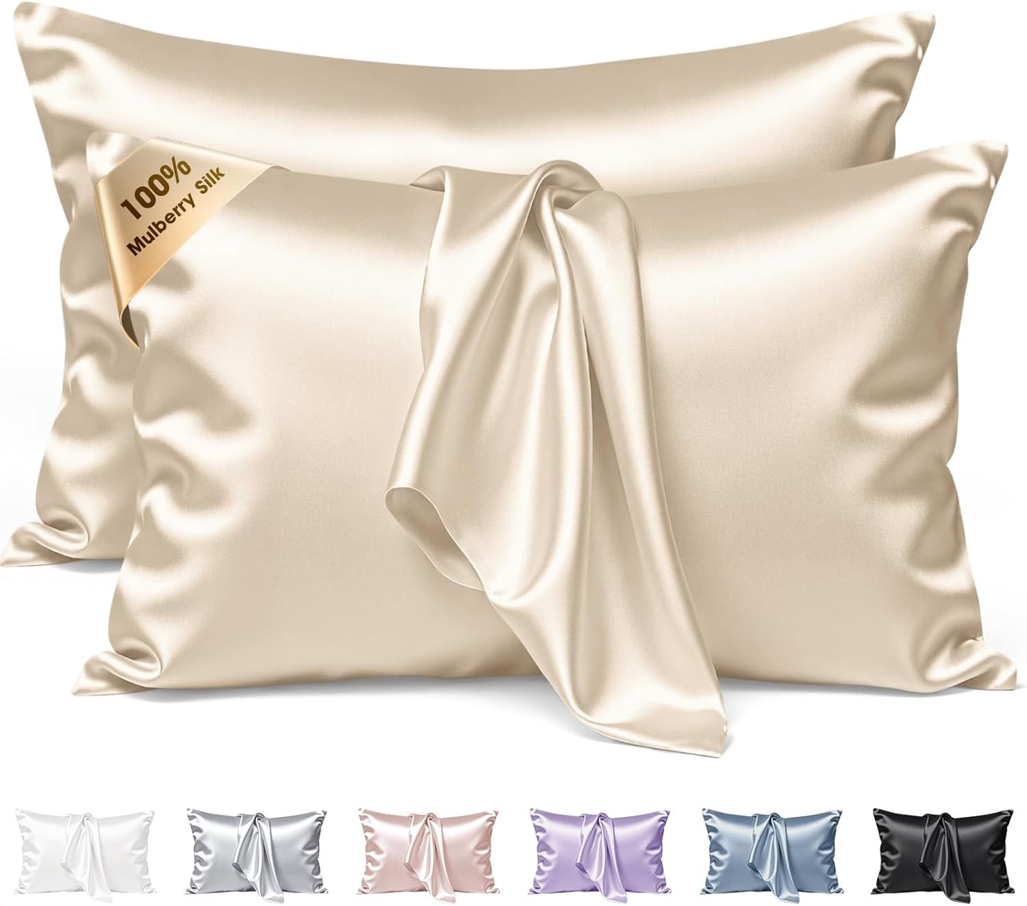 Silk Pillow Cases 2 Pack King Size for Hair & Skin Benefits