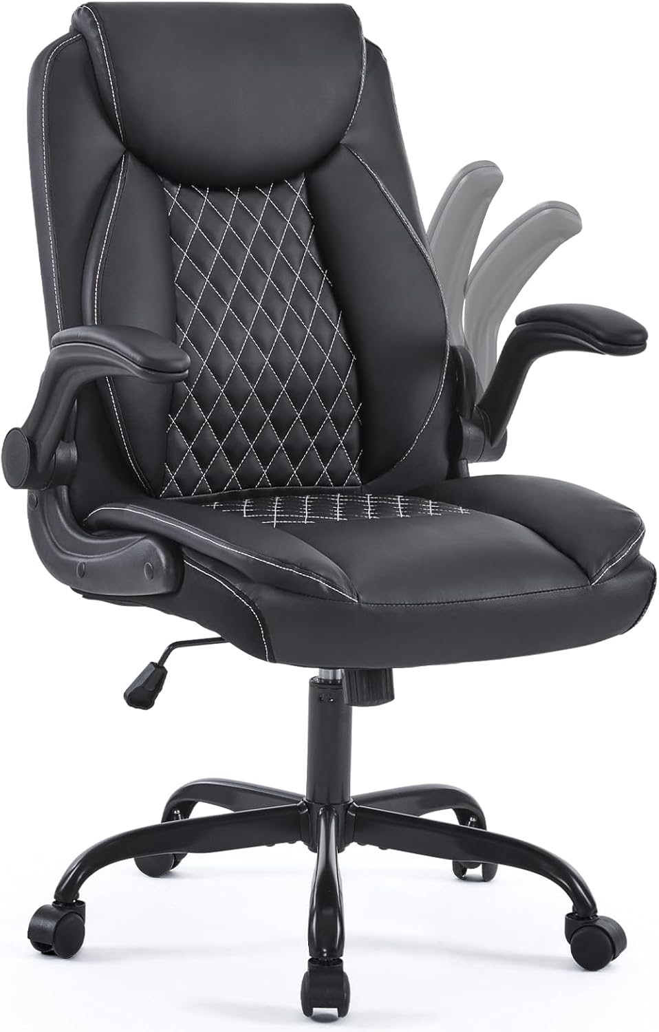 Ergonomic Leather Office Chair: Rocking Function & Back Support
