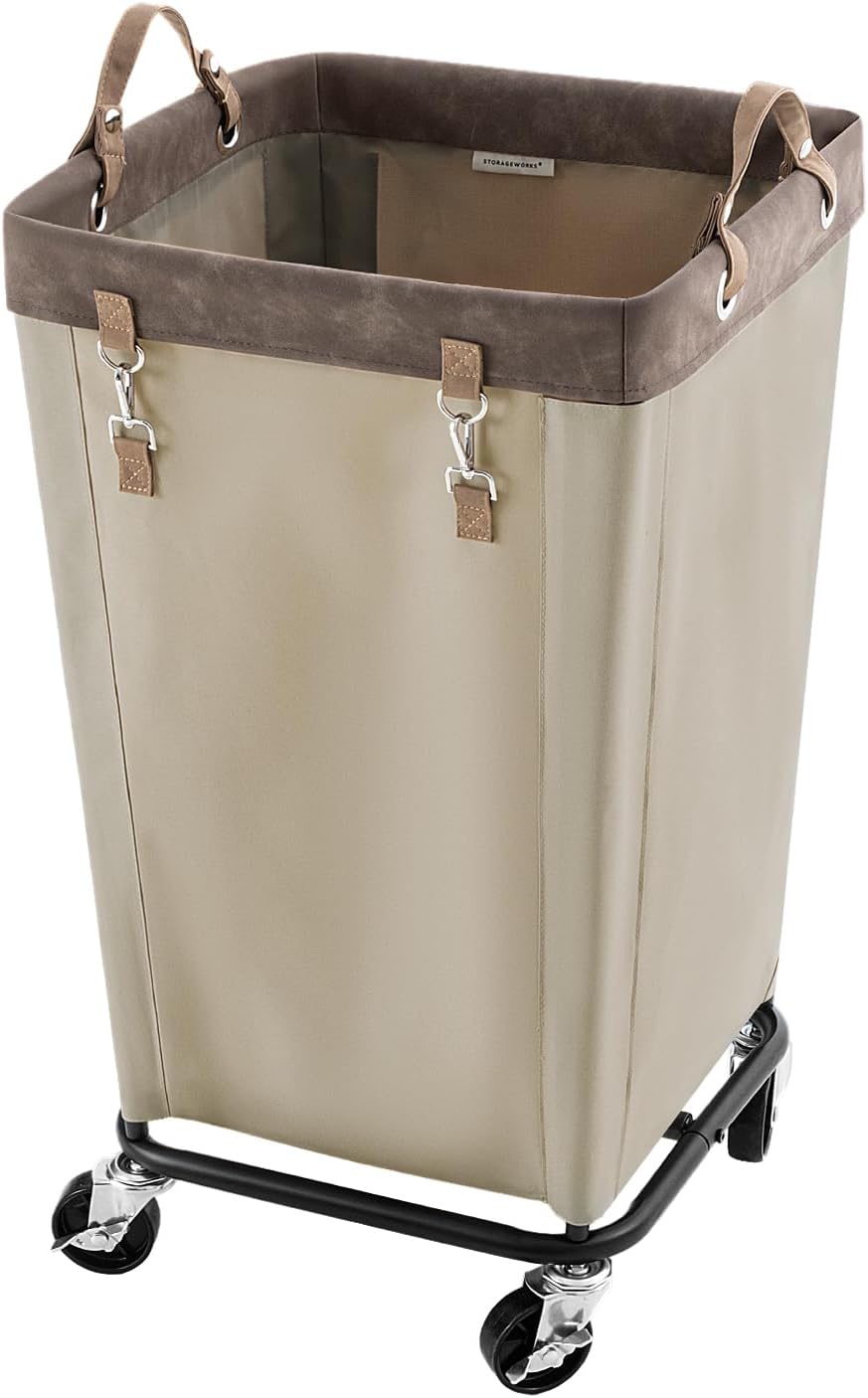 StorageWorks 160L Laundry Basket with Wheels for Easy Transport