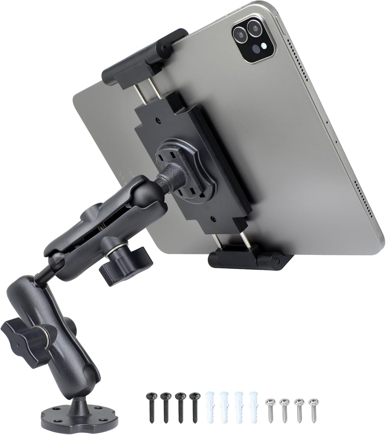 Aluminum Heavy-Duty Dual Arm Tablet Mount with 360 Rotation