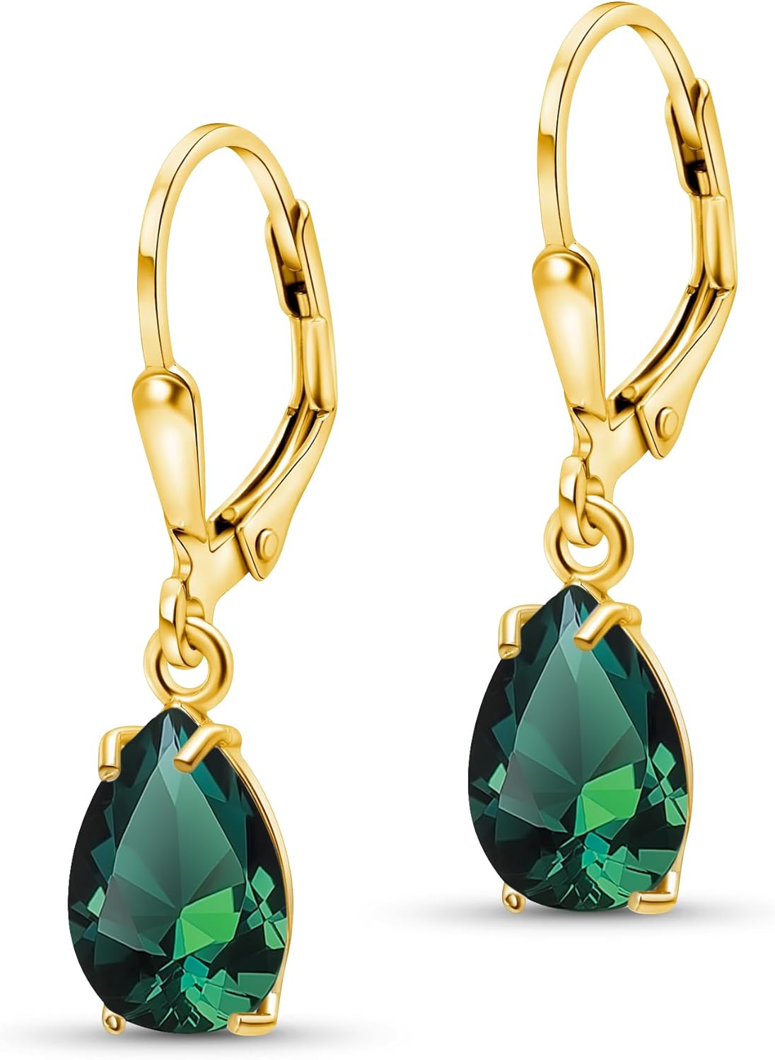 14K Gold Plated Gemstone Teardrop Earrings for Women Gift