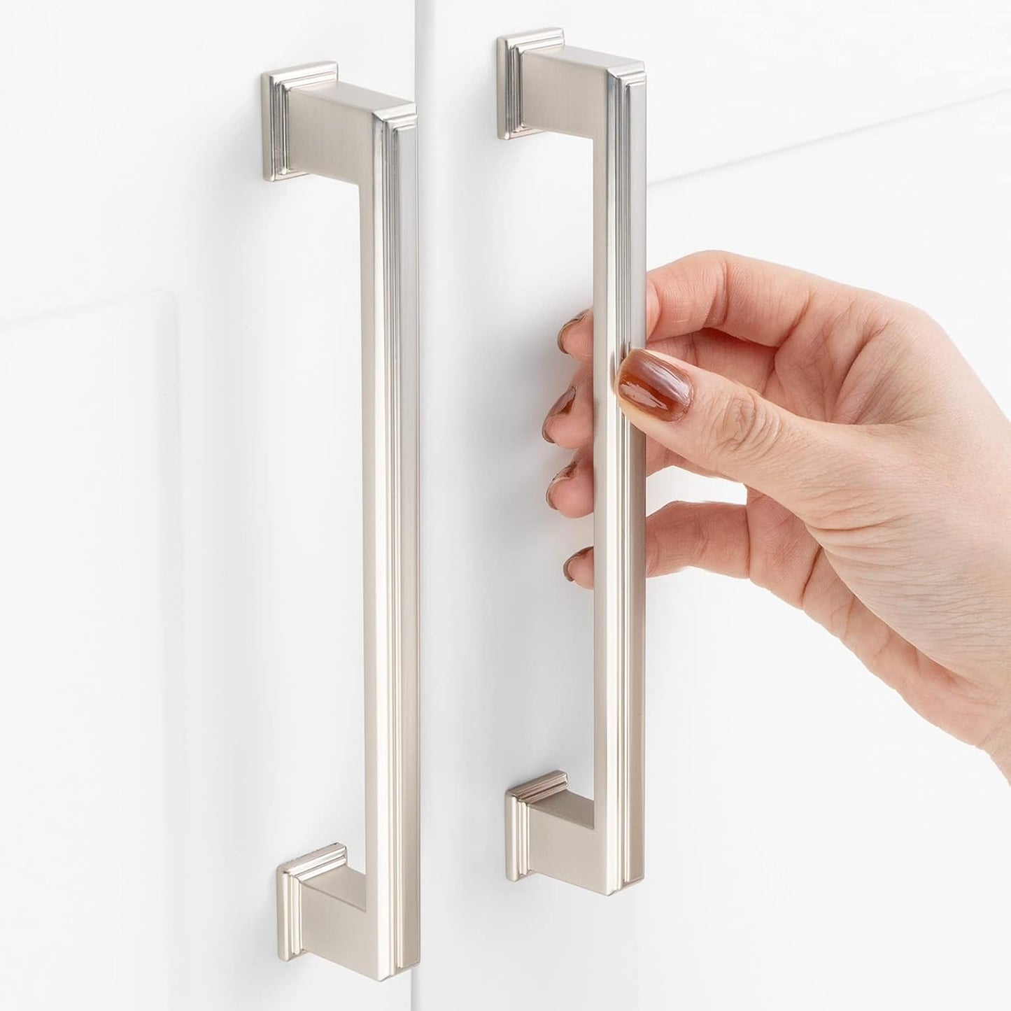 Brushed Nickel Cabinet Pulls - 10 Pack Durable Kitchen Hardware