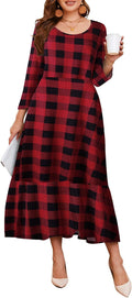 LARACE 3/4 Sleeve Plus Size Maxi Dress with Pockets - Comfortable Fit